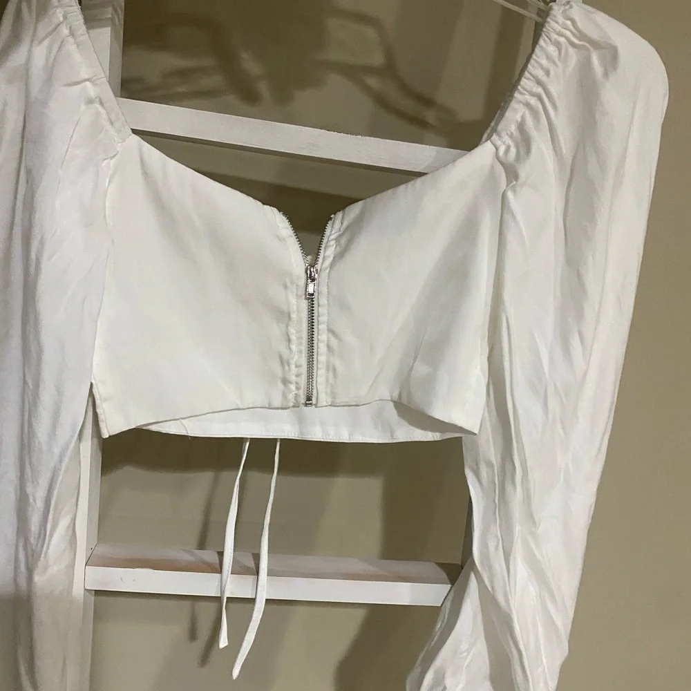 Adika Ivory Puff Sleeve Blouse-XS-47 - Picture 3 of 5